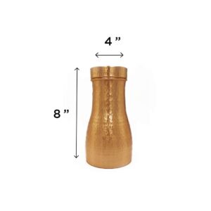 De Kulture Hammered Pure Copper Carafe Pitcher With Cap, Ideal Drinkware With Ayurveda and Yoga Benefits, 4 x 8 Inches (DH), 1 litre