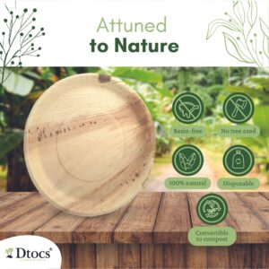 Dtocs Disposable Charcuterie Board 13" Round Palm Leaf Plate (25) | Bamboo Like Strong Compostable Trays, Serving Platters, Grazing, Cheese Boards for Wedding Parties, Catering Sturdy than Paper Plate