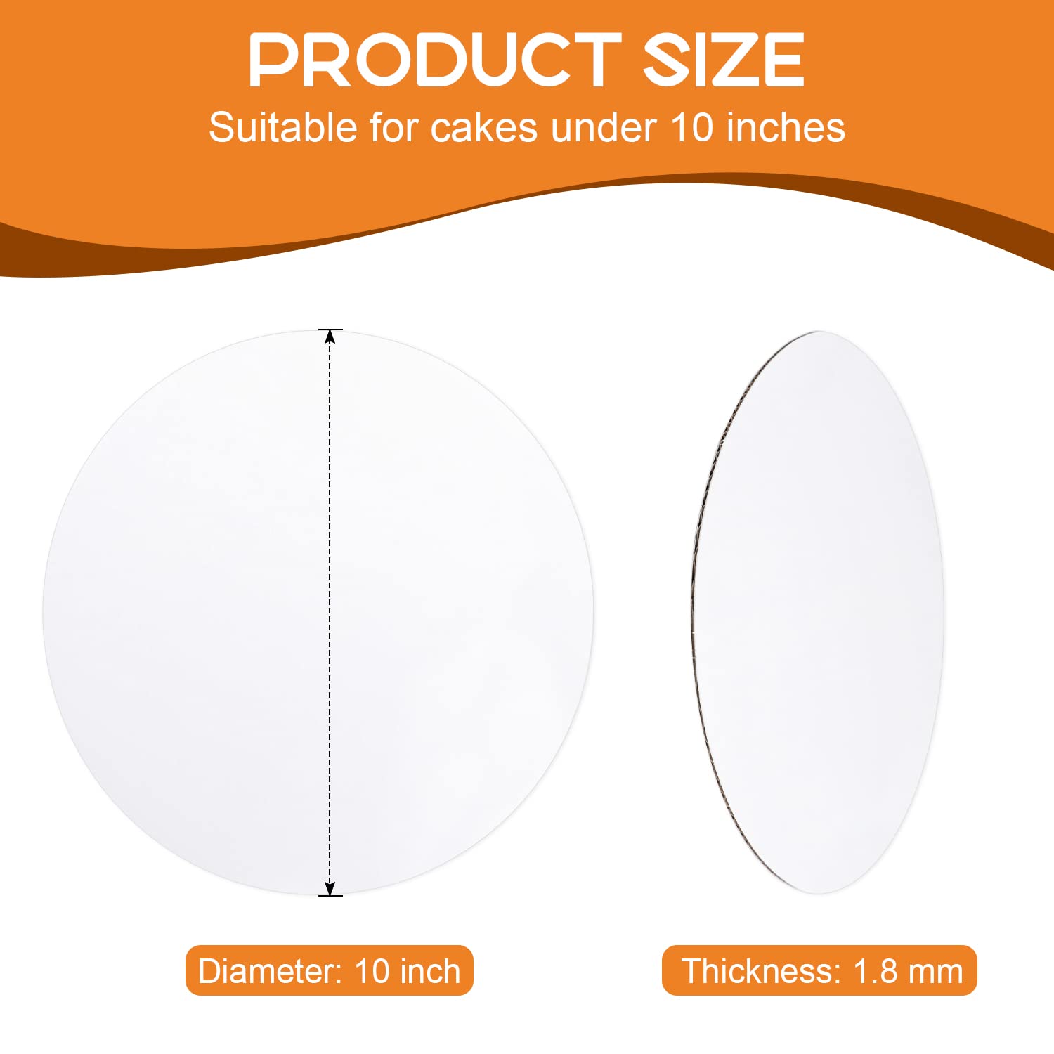 25-Packs Cake Boards 10 inch round， White Cake Board Rounds，White Cake Circles Rounds Base Food-Grade Cardboard Cake Plate for displaying cakes,bread, desserts（Thin and sturdy）