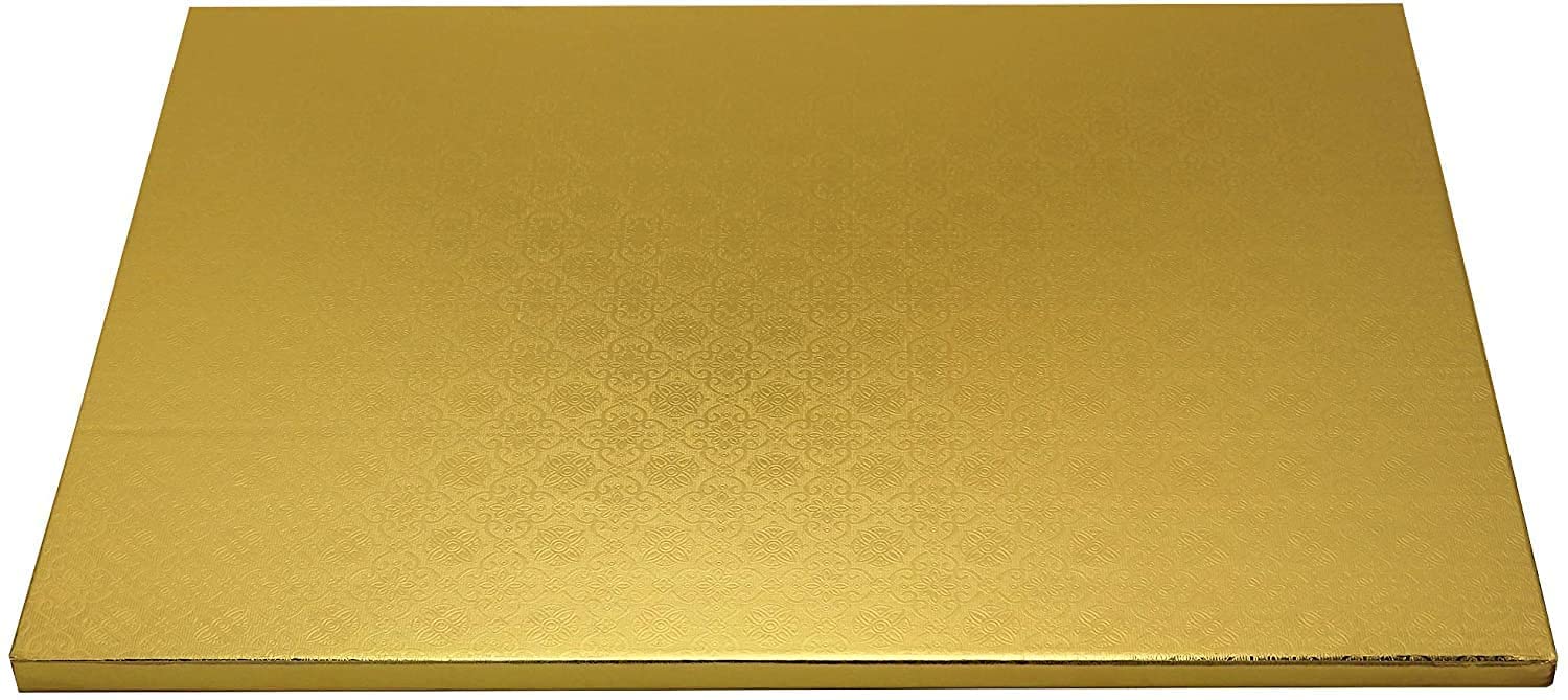 O'Creme Gold Rectangular Cake Pastry Drum Board 1/2 Inch Thick, Half-Sheet Size (13-5/8 Inch x 18-3/4 Inch) - Pack of 5