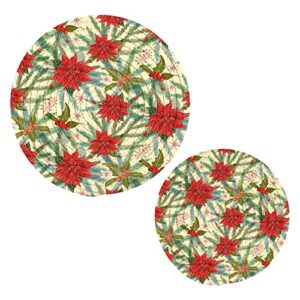 alaza traditional christmas plants beige trivets for hot dishes 2 pcs,hot pad for kitchen,trivets for hot pots and pans,large coasters cotton mat cooking potholder set