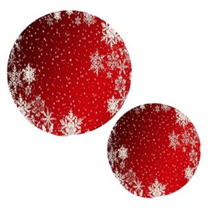 alaza snow and ice crystals on red christmas pot holders trivets set 2 pcs,potholders for kitchens,cotton coasters trivets for hot dishes/hot pots and pans/hot pot holders