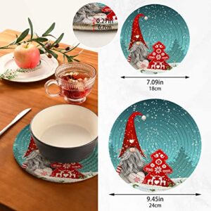 ALAZA Merry Christmas Gnome Winter Snowflake Pattern Trivets for Hot Dishes 2 Pcs,Hot Pad for Kitchen,Trivets for Hot Pots and Pans,Large Coasters Cotton Mat Cooking Potholder Set