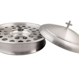 Communion Ware Holy Serving Tray Including Center Bread Plate with A Cover - Stainless Steel (Silver/Matte)