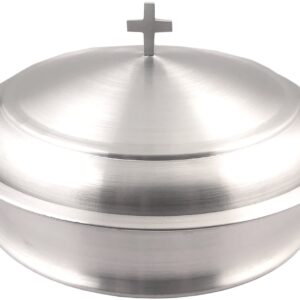 Communion Ware Holy Serving Tray Including Center Bread Plate with A Cover - Stainless Steel (Silver/Matte)