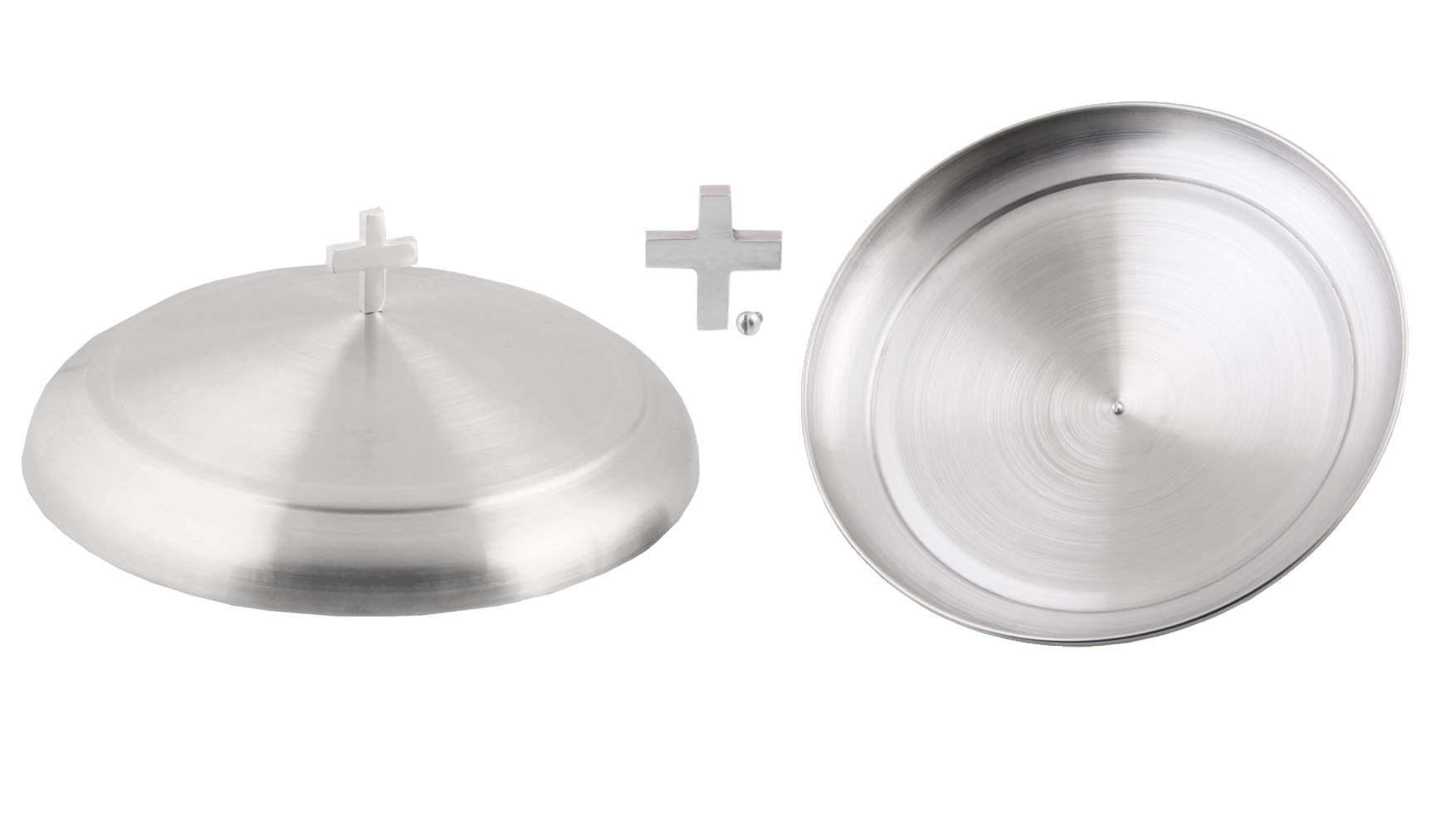 Communion Ware Holy Serving Tray Including Center Bread Plate with A Cover - Stainless Steel (Silver/Matte)