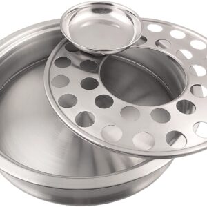 Communion Ware Holy Serving Tray Including Center Bread Plate with A Cover - Stainless Steel (Silver/Matte)