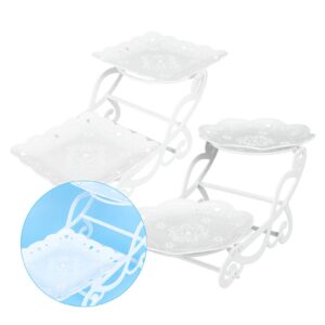 generic 2 Sets of 2- Tier White Dessert Cake Stand Pastry Stand Bicycle Cupcake Stand Cookie Tray Candy Fruit Plate and Trays for Wedding Home Birthday Party