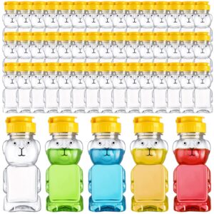 48 pieces 6 oz plastic bear honey bottle honey squeeze bottle with flip top lid clear honey containers honey bear cup honey bear jars bear juice bottle drinking cup for storing and dispensing