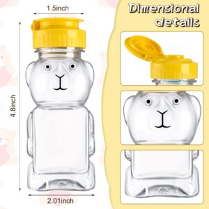 48 Pieces 6 oz Plastic Bear Honey Bottle Honey Squeeze Bottle with Flip Top Lid Clear Honey Containers Honey Bear Cup Honey Bear Jars Bear Juice Bottle Drinking Cup for Storing and Dispensing
