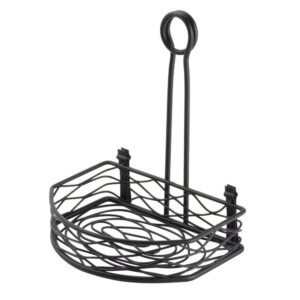 american metalcraft srbnb1 semi-round wire birdnest condiment rack holder, wrought iron, black