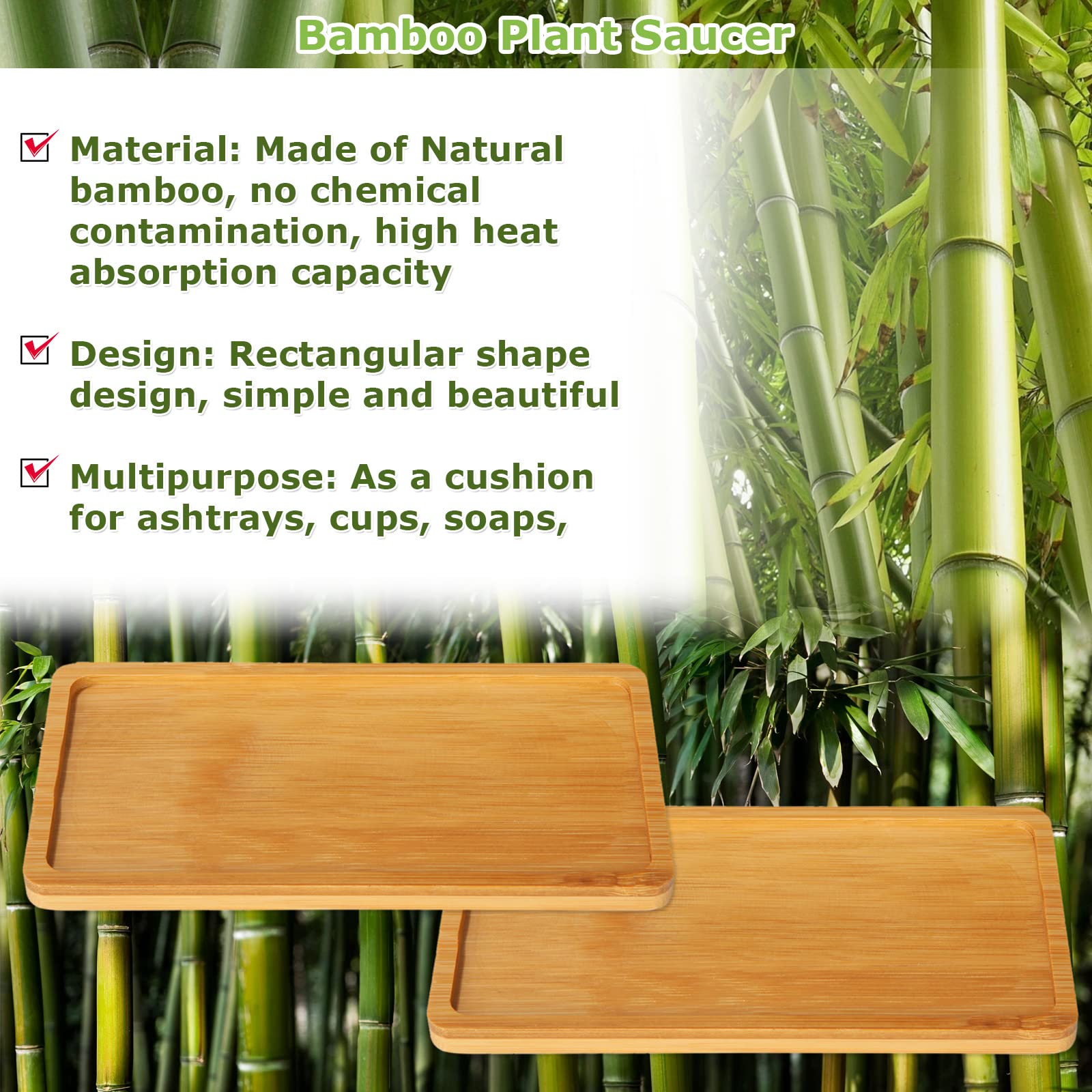 DIRBUY 10PCS Small Bamboo Trays - Bamboo Vanity Tray - Bamboo Tray for Kitchen Counter - Small Bamboo Plant Trays - 7 x 3.4X 0.4inch