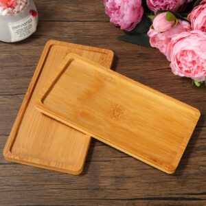 DIRBUY 10PCS Small Bamboo Trays - Bamboo Vanity Tray - Bamboo Tray for Kitchen Counter - Small Bamboo Plant Trays - 7 x 3.4X 0.4inch