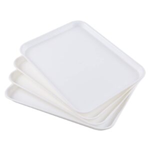 bblina plastic serving trays, fast food serving trays set of 4, white