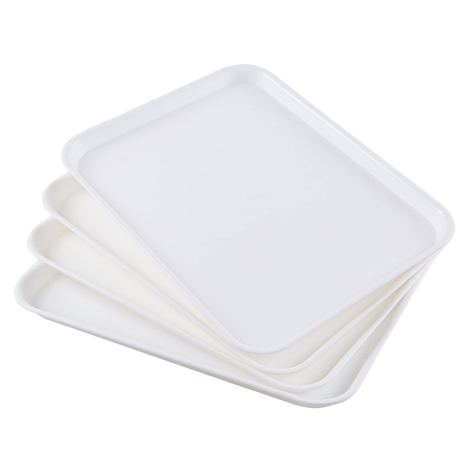 Bblina Plastic Serving Trays, Fast Food Serving Trays Set of 4, White