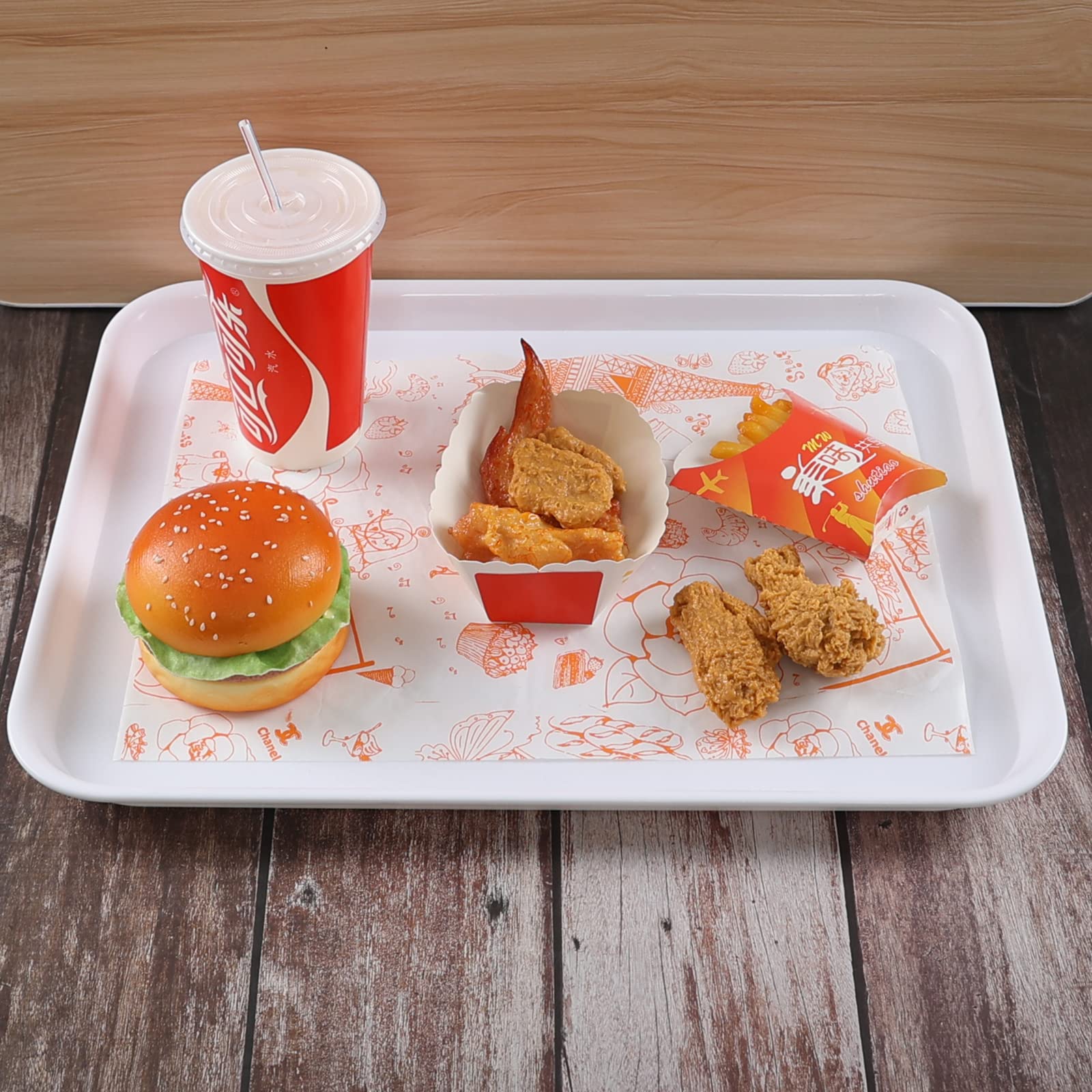 Bblina Plastic Serving Trays, Fast Food Serving Trays Set of 4, White