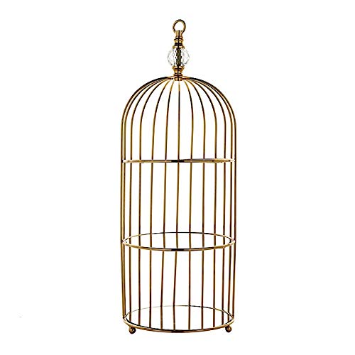 BalsaCircle 22-Inch Gold 3 Tier Metal Mirror Glass Hanging Bird Cage Dessert Cupcake Stand Wedding Reception Party Table Decorations