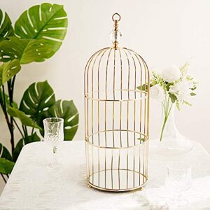 BalsaCircle 22-Inch Gold 3 Tier Metal Mirror Glass Hanging Bird Cage Dessert Cupcake Stand Wedding Reception Party Table Decorations