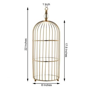 BalsaCircle 22-Inch Gold 3 Tier Metal Mirror Glass Hanging Bird Cage Dessert Cupcake Stand Wedding Reception Party Table Decorations