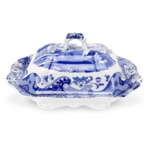 spode blue italian covered vegetable dish | 12 inch serving dish and dinner table centerpiece | made of fine porcelain | microwave and dishwasher safe