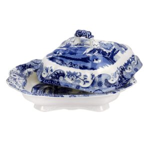 Spode Blue Italian Covered Vegetable Dish | 12 Inch Serving Dish and Dinner Table Centerpiece | Made of Fine Porcelain | Microwave and Dishwasher Safe