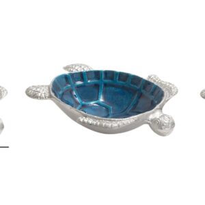 Deco 79 Aluminum Turtle Serving Bowl, Set of 3 8"W, 2"H, Silver