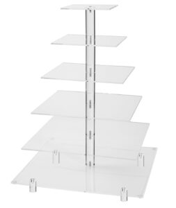 jusalpha® large 6 tier wedding party square cupcake stand-cake stand-cupcake tower-dessert display stand (large 6 tier with base) (6sf)