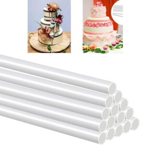 psggary 50 pcs plastic cake dowel rod white cake dowel rods, tiered cake construction rods, cake stacking supporting rods, 0.4 inch diameter, 9.5 inch length