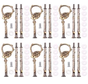 3-tier 13.5’’ cupcake stand hardware fittings, metal mold crown holder diy making for fruit plate cake stand snack tray replacement parts for tea party wedding decoration (6 sets - retro gold leaf)