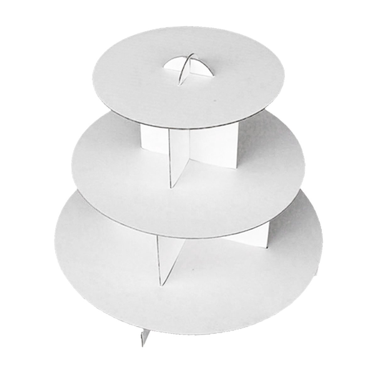 iFavor123 White Round 3-Tier Cardboard Cupcake Stand Dessert Tower Treat Stacked Pastry Serving Platter Food Display (Pkg of 1)