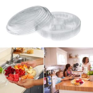 Clear Plastic Appetizer Trays with Lids, Travel Round Disposable Compartment Serving Platters,6 Sectional Catering Trays for Vegetable Salad Food for Fruit Veggie Snack Food Containers (10 Pack)