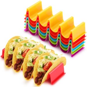 30 pack taco holder stand colorful taco holder wave shape taco shell holder taco stand on table taco tray taco rack, holds up to 4 tacos each, oven, baking, dishwasher and grill safe