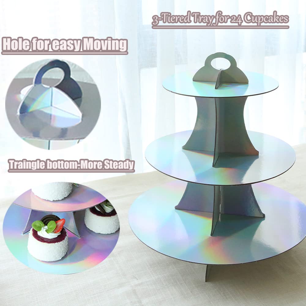 2Pack Cupcake Stands - Rainbow Dessert Tray,Cupcake Display for Birthday Graduation Baby Shower Tea Party
