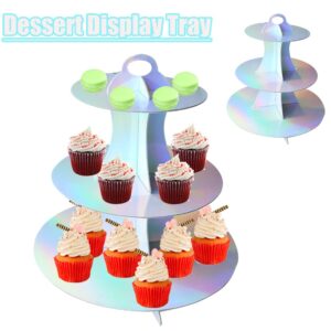 2Pack Cupcake Stands - Rainbow Dessert Tray,Cupcake Display for Birthday Graduation Baby Shower Tea Party
