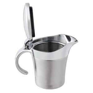 gravy boat stainless steel insulated jug with hinged lid ideal for gravy or cream at thanksgiving, stainless steel gravy boat sauce (450ml) (silver)
