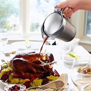 Gravy boat Stainless Steel Insulated Jug with Hinged Lid Ideal for Gravy or Cream at Thanksgiving, Stainless Steel Gravy Boat Sauce (450ML) (silver)