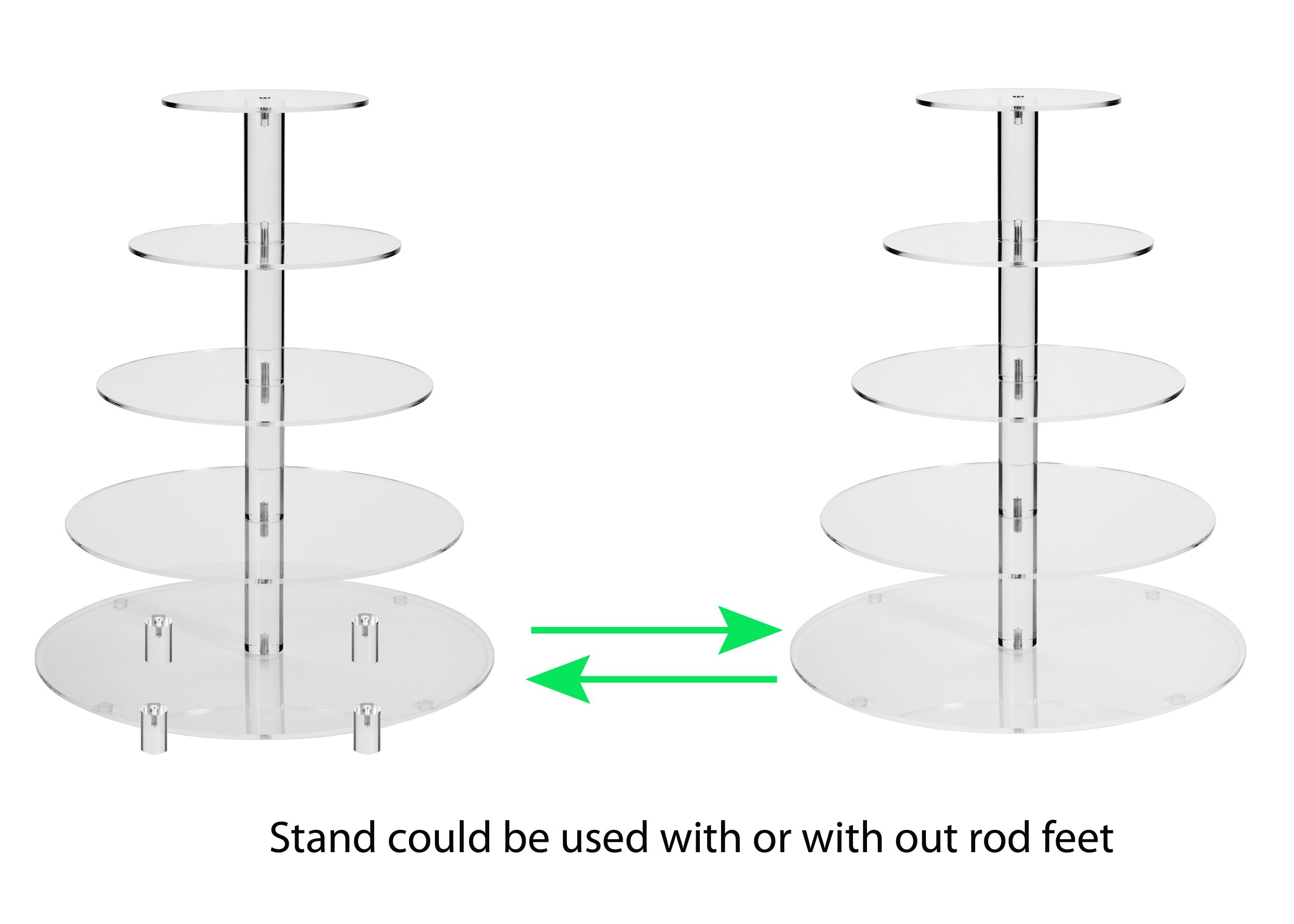 Jusalpha 5 Tier Circle Cupcake Stand With Light - Premium Cupcake Holder - Acrylic Cupcake Tower - Ideal for Weddings Birthday Parties, Candy Bar Decor 5RF-S (LED Light Option: Battery)