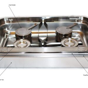 TigerChef Chafing Dish Buffet Set - Chaffing Dishes Stainless Steel - 6 Sets of Chafers and Buffet Warmer Sets: 12 Chafing Gels, 6 Slotted Spoons and Foldable Frame - Food Warmers for Parties Buffets