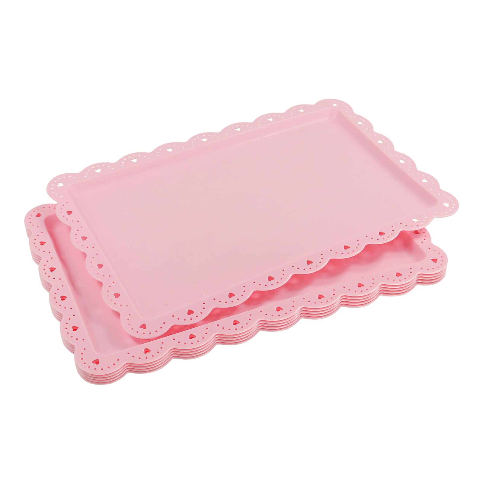 10 Pcs Pink Plastic Cake Stand, 4 Pcs 3 Tier Dessert Display Stands Cookie Tray Rack Serving Tray Cake Display Tower and 6 Pcs Dessert Trays for Wedding Baby Shower Tea Party (Pink)
