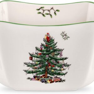 Spode Christmas Tree Square Bowl | 10 Inch Serving Bowl for Appetizers, Salad, and Pasta | Made from Fine Porcelain | Microwave and Dishwasher Safe