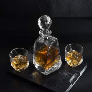 KANARS ULTRA CLARITY CRYSTAL GLASSES Whiskey Decanter Set, Premium Liquor Decanter with 4 Liquor Tumblers for Bourbon Scotch Whisky Rum Vodka Alcohol