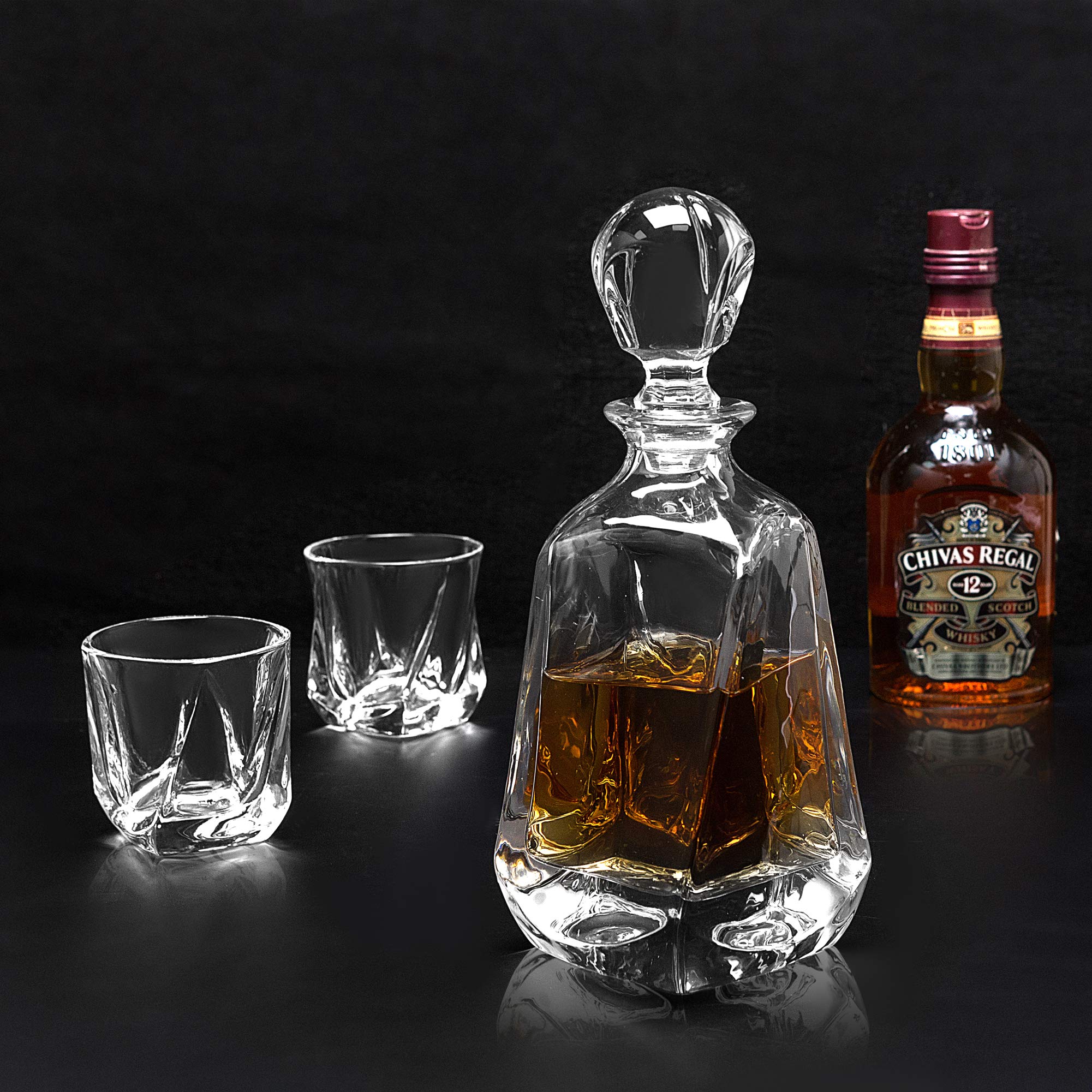 KANARS ULTRA CLARITY CRYSTAL GLASSES Whiskey Decanter Set, Premium Liquor Decanter with 4 Liquor Tumblers for Bourbon Scotch Whisky Rum Vodka Alcohol