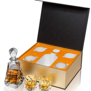 KANARS ULTRA CLARITY CRYSTAL GLASSES Whiskey Decanter Set, Premium Liquor Decanter with 4 Liquor Tumblers for Bourbon Scotch Whisky Rum Vodka Alcohol