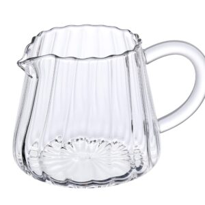 JIEJE Small Glass Pitcher, Glass Milk Pitcher, Glass Creamer Pitcher, Creamer Container (1 Pack)