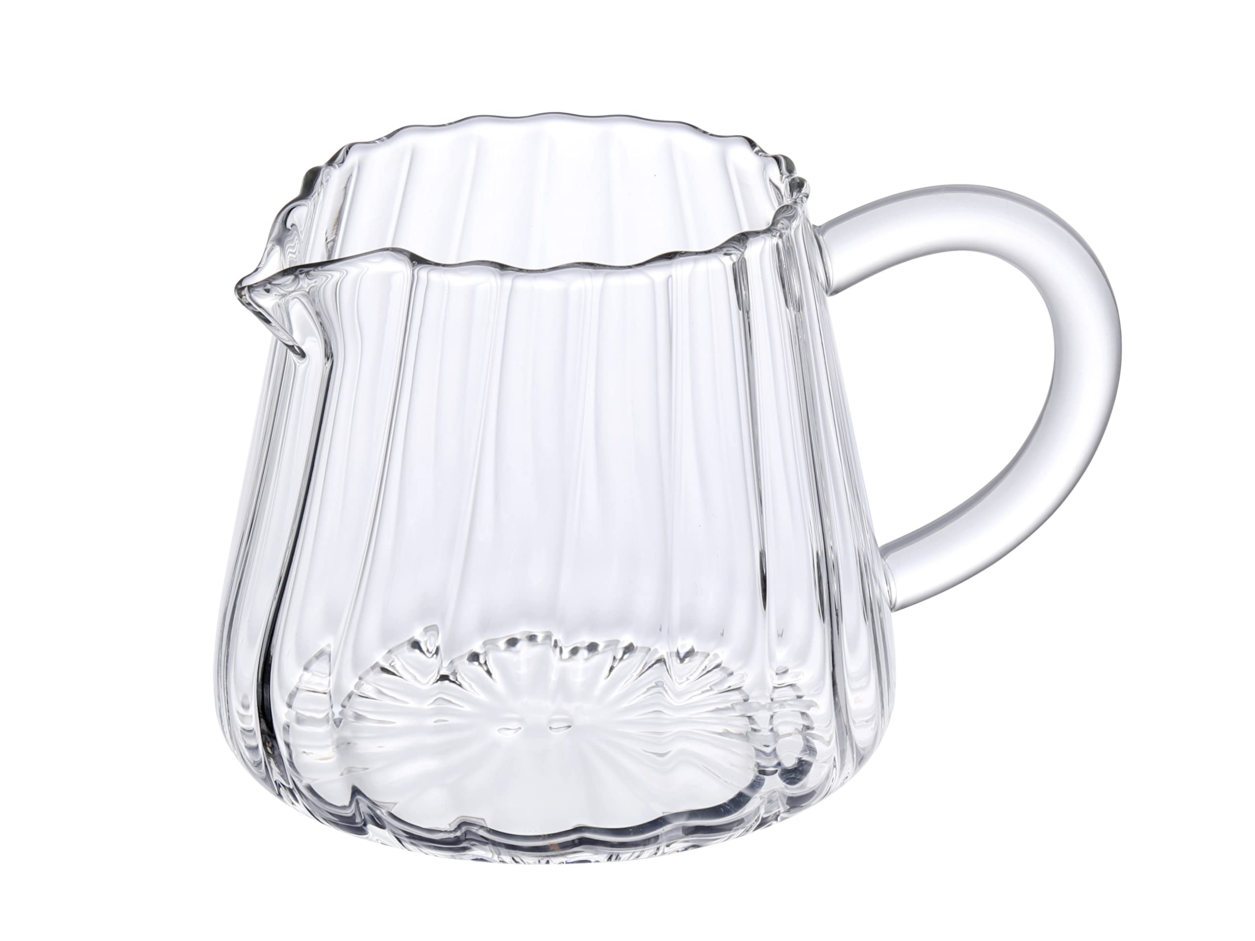 JIEJE Small Glass Pitcher, Glass Milk Pitcher, Glass Creamer Pitcher, Creamer Container (1 Pack)