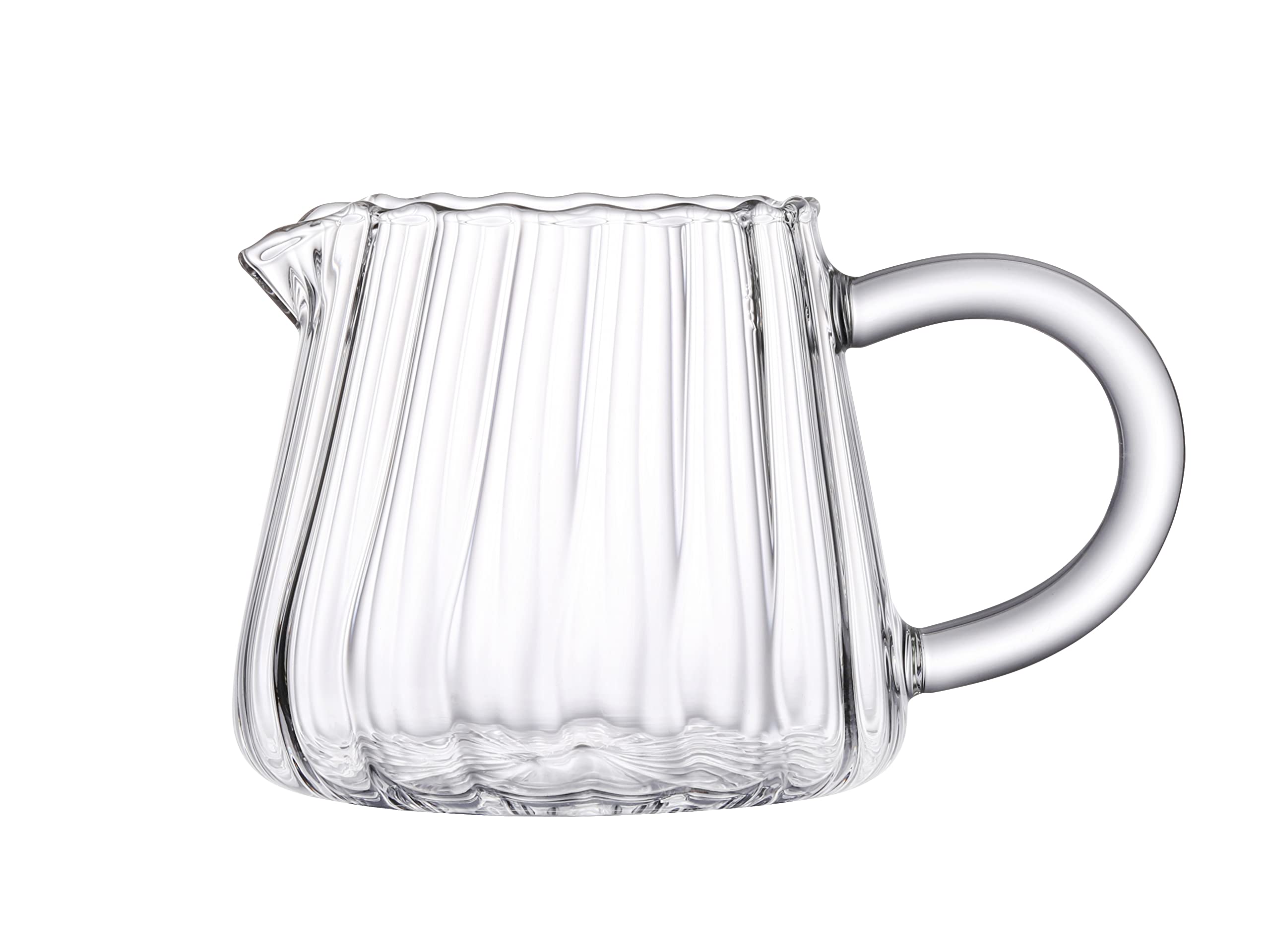 JIEJE Small Glass Pitcher, Glass Milk Pitcher, Glass Creamer Pitcher, Creamer Container (1 Pack)