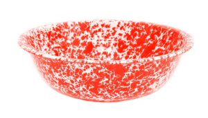 enamelware small basin, 4 quart, red/white splatter (single)