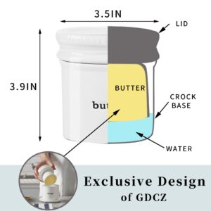 GDCZ Butter Dish With Water Line,Ceramics French Butter Keeper Crock With Lid, White