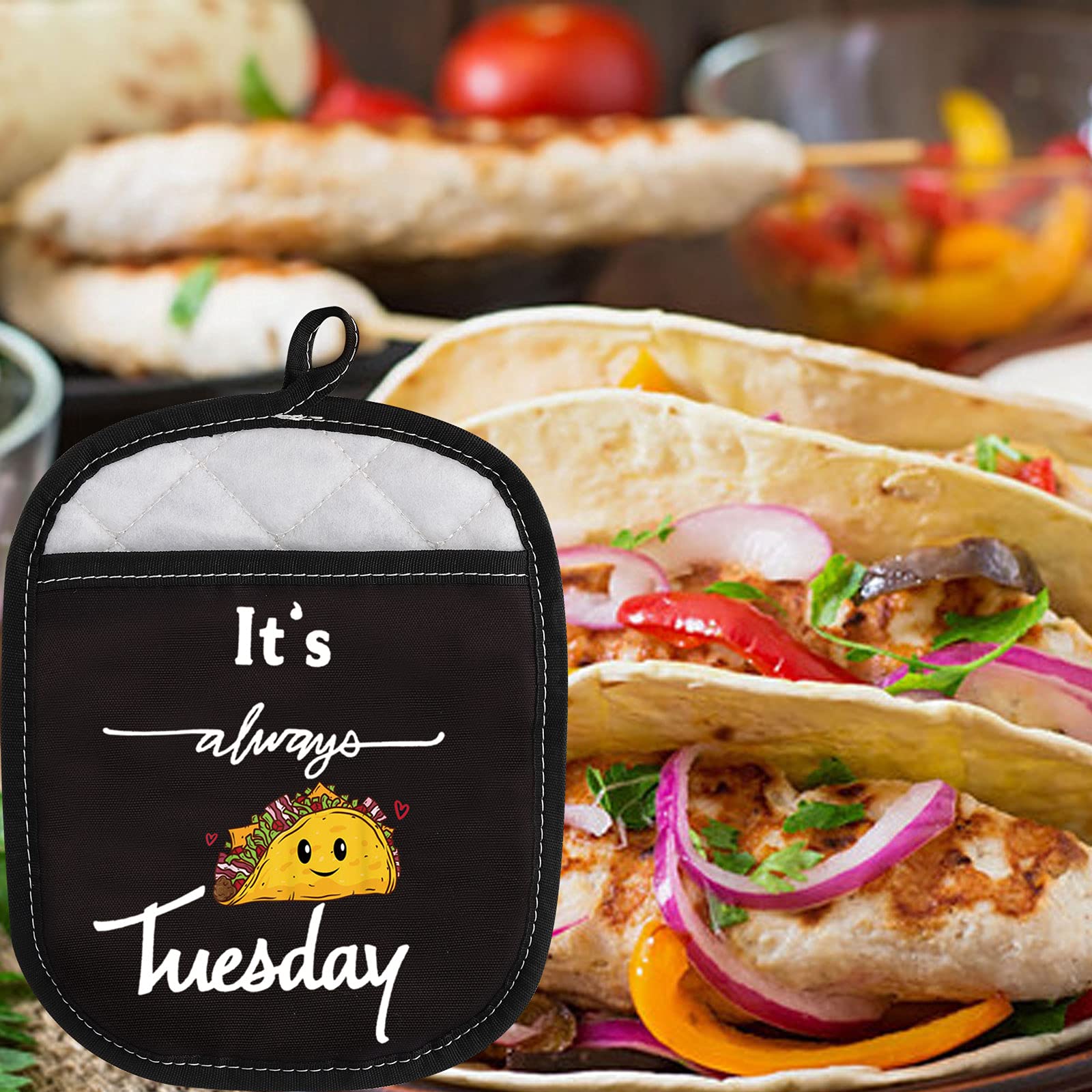 LEVLO Funny Taco Life Oven Mitt with Hot Pads Taco Lover Gift It's Always Taco Tuesday Pot Holder for Friend Family (Taco Tuesday)