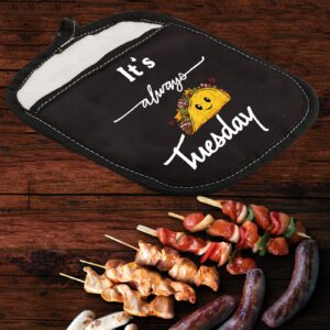 LEVLO Funny Taco Life Oven Mitt with Hot Pads Taco Lover Gift It's Always Taco Tuesday Pot Holder for Friend Family (Taco Tuesday)